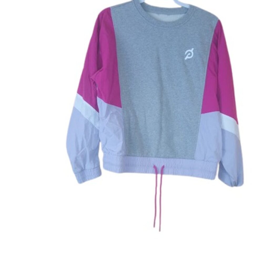 Peloton Womens Fashion Mix Pullover Windbreaker Colorblock Knit Parachute L - Picture 4 of 5